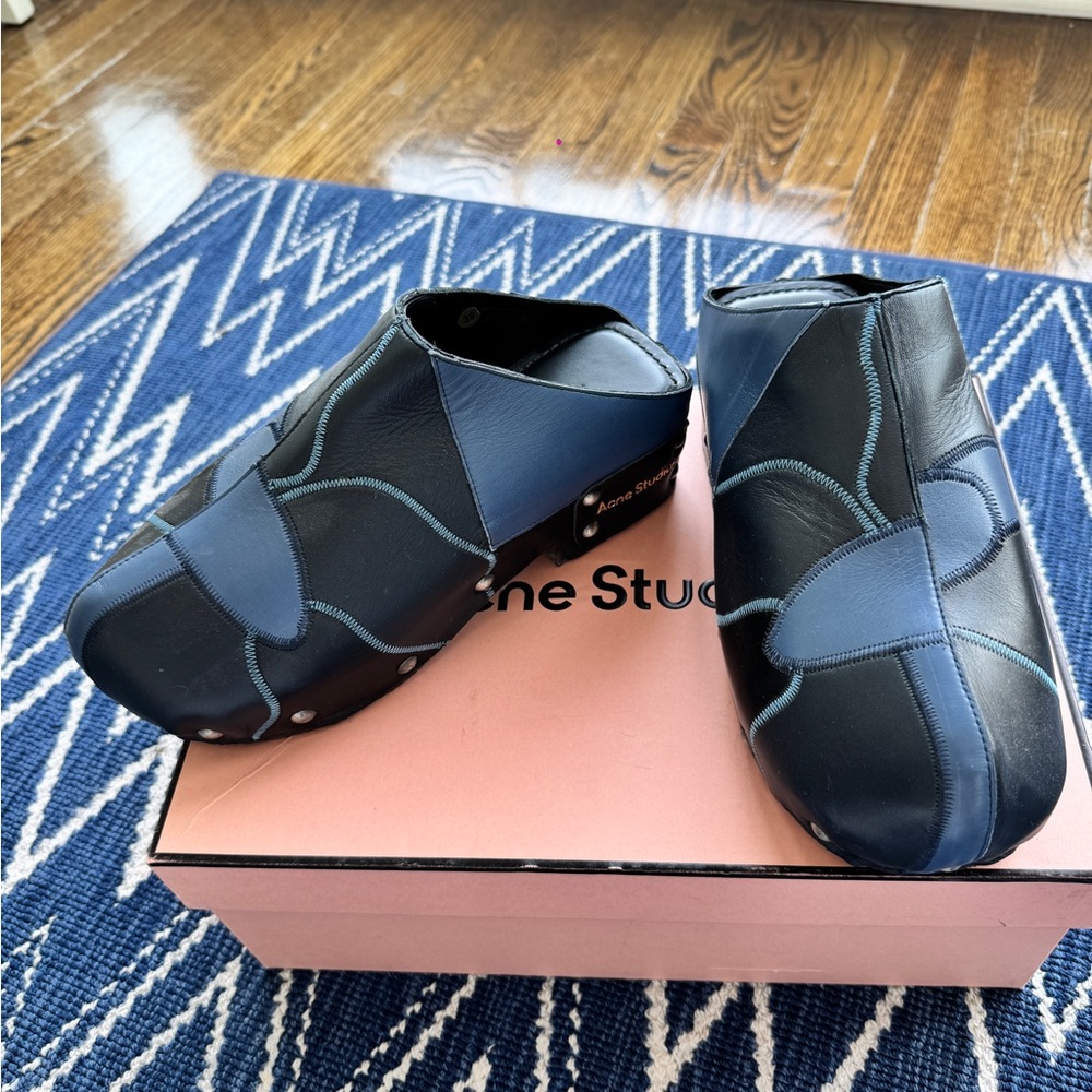 Acne Studios Black and Blue Mules